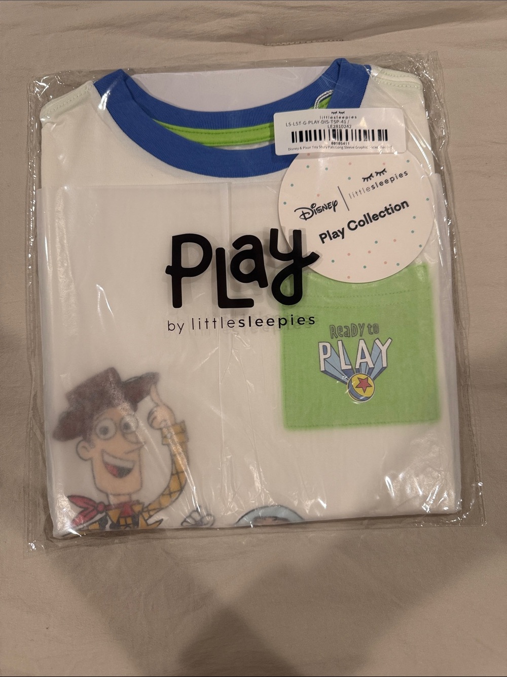 Little Sleepies White Tee with Blue & Green Trim - Disney Play Collection